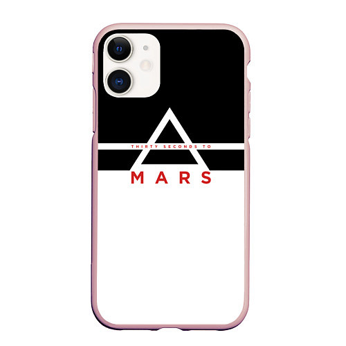 Чехол iPhone 11 матовый Thirty Seconds to Mars черно-белая / 3D-Светло-розовый – фото 1