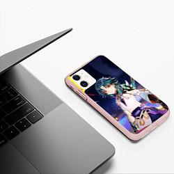 Чехол iPhone 11 матовый Сяо, Genshin Impact, цвет: 3D-светло-розовый — фото 2