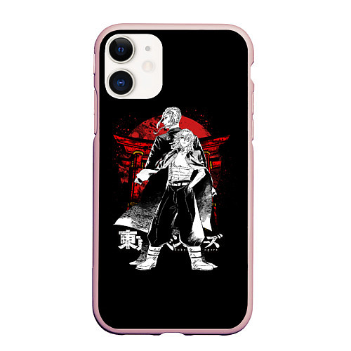 Чехол iPhone 11 матовый Draken & Mickey TOKYO REVENGERS / 3D-Светло-розовый – фото 1