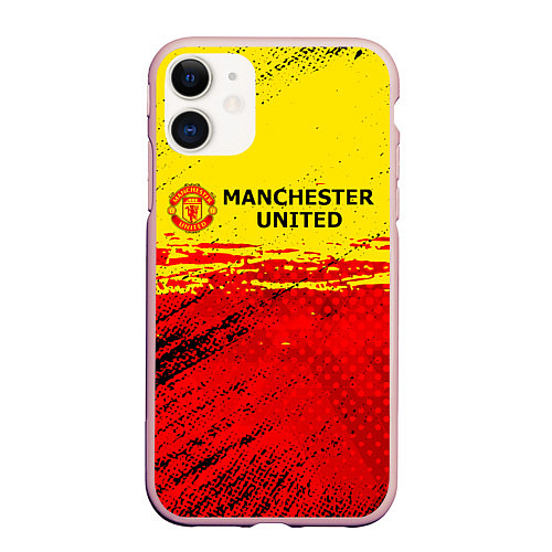 Чехол iPhone 11 матовый Manchester United: Дьяволы / 3D-Светло-розовый – фото 1