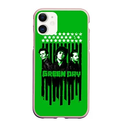 Чехол iPhone 11 матовый Green day is here, цвет: 3D-светло-розовый