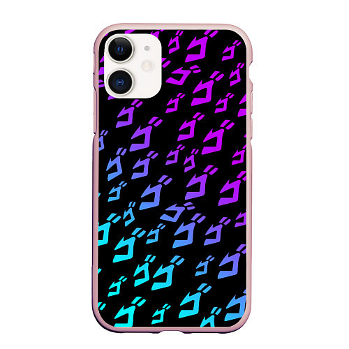 Чехол iPhone 11 матовый JOJOS BIZARRE ADVENTURE NEON PATTERN НЕОН УЗОР / 3D-Светло-розовый – фото 1