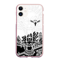 Чехол iPhone 11 матовый WALHALLA TEAM НА СПИНЕ БЕЛЫЙ ДРАКОН, цвет: 3D-светло-розовый