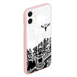 Чехол iPhone 11 матовый WALHALLA TEAM НА СПИНЕ БЕЛЫЙ ДРАКОН, цвет: 3D-светло-розовый — фото 2