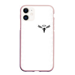Чехол iPhone 11 матовый WALHALLA TEAM НА СПИНЕ БЕЛЫЕ ИЕРОГЛИФЫ, цвет: 3D-светло-розовый