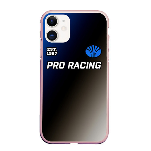 Чехол iPhone 11 матовый ДЭУ Est 1967 - Pro Racing / 3D-Светло-розовый – фото 1