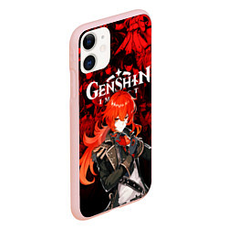 Чехол iPhone 11 матовый GENSHIN IMPACT DILUC ГЕНШИН ИМПАКТ ДИЛЮК, цвет: 3D-светло-розовый — фото 2