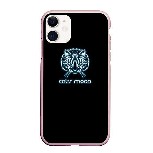 Чехол iPhone 11 матовый Cats mood / 3D-Светло-розовый – фото 1