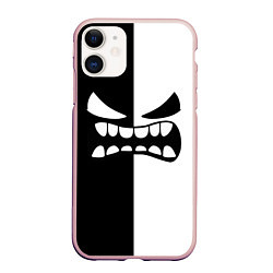 Чехол iPhone 11 матовый Geometry Dash: White x Black, цвет: 3D-светло-розовый