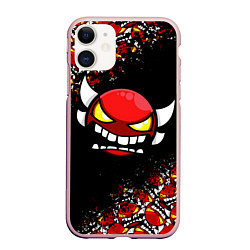 Чехол iPhone 11 матовый GEOMETRY DASH PATTERN DEMON, цвет: 3D-светло-розовый