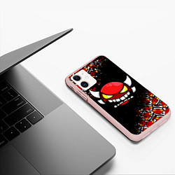 Чехол iPhone 11 матовый GEOMETRY DASH PATTERN DEMON, цвет: 3D-светло-розовый — фото 2