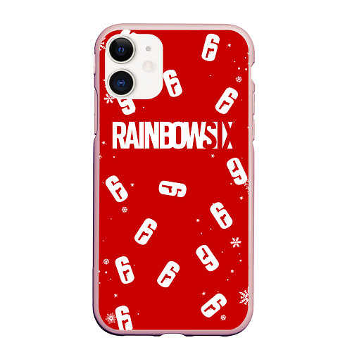 Чехол iPhone 11 матовый НОВОГОДНИЙ СВИТЕР RAINBOW SIX SIEGE / 3D-Светло-розовый – фото 1
