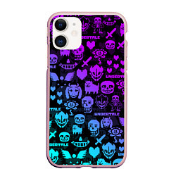 Чехол iPhone 11 матовый UNDERTALE NEON PATTERN УЗОР, цвет: 3D-светло-розовый