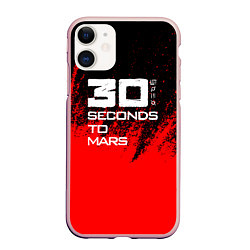 Чехол iPhone 11 матовый 30 Seconds to Mars: Брызги, цвет: 3D-светло-розовый