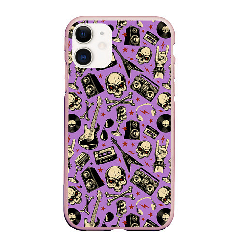 Чехол iPhone 11 матовый Rock n Roll alive! / 3D-Светло-розовый – фото 1