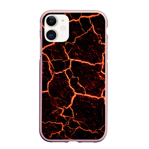 Чехол iPhone 11 матовый Раскаленная лаваhot lava / 3D-Светло-розовый – фото 1