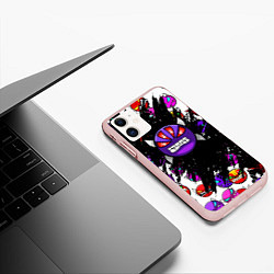 Чехол iPhone 11 матовый Geometry Dash смайлы demon, цвет: 3D-светло-розовый — фото 2