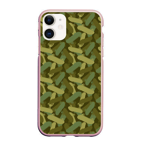 Чехол iPhone 11 матовый Скейтбординг камуфляж / 3D-Светло-розовый – фото 1