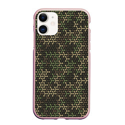 Чехол iPhone 11 матовый Абстрактный Охотничий Камуфляж, цвет: 3D-светло-розовый