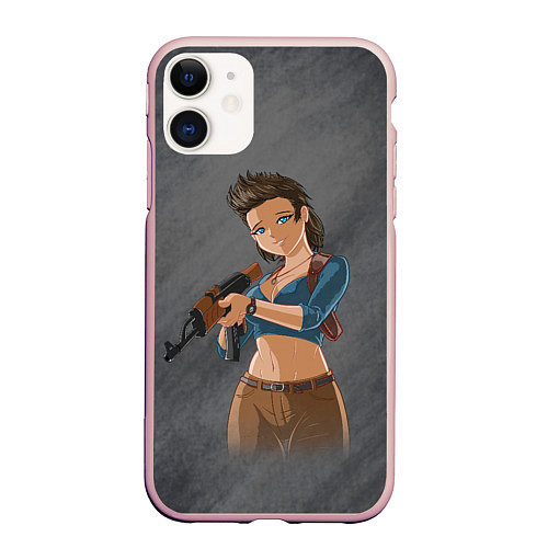 Чехол iPhone 11 матовый Nathan Drake girl from Uncharted by sexygirlsdraw / 3D-Светло-розовый – фото 1