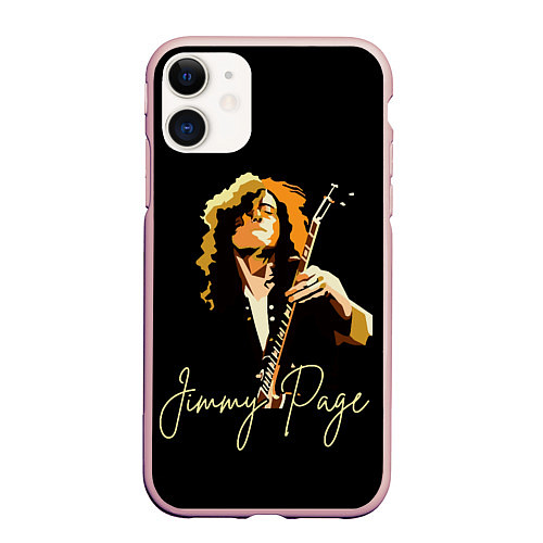 Чехол iPhone 11 матовый Led Zeppelin Лед Зеппелин Jimmy Page / 3D-Светло-розовый – фото 1