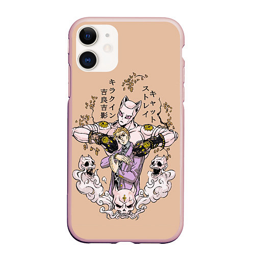 Чехол iPhone 11 матовый KILLER QUEEN Йошикаге Кира JOJO PART 4 / 3D-Светло-розовый – фото 1