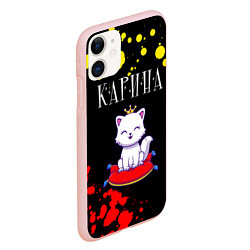 Чехол iPhone 11 матовый Карина - КОШКА - Краска, цвет: 3D-светло-розовый — фото 2