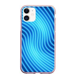 Чехол iPhone 11 матовый Abstraction neon lines, цвет: 3D-светло-розовый