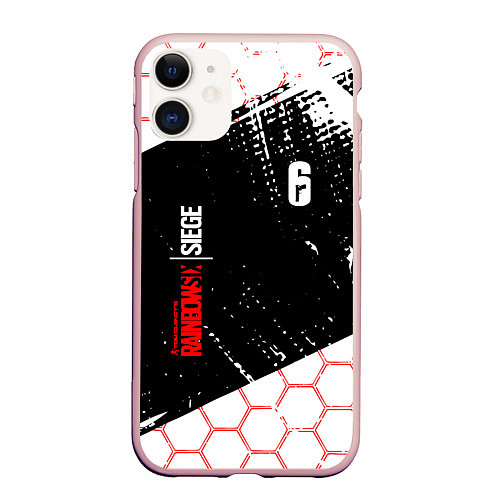 Чехол iPhone 11 матовый RAINBOW SIX SIEGE 6 соты / 3D-Светло-розовый – фото 1