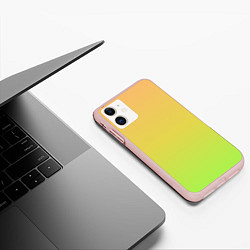 Чехол iPhone 11 матовый GRADIEND YELLOW-GREEN, цвет: 3D-светло-розовый — фото 2