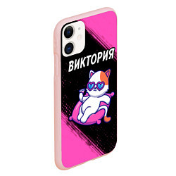 Чехол iPhone 11 матовый Виктория КОШЕЧКА Краски, цвет: 3D-светло-розовый — фото 2