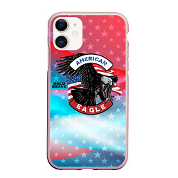Чехол iPhone 11 матовый Американский орел USA, цвет: 3D-светло-розовый