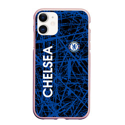 Чехол iPhone 11 матовый CHELSEA F C, цвет: 3D-светло-розовый