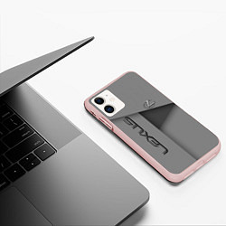 Чехол iPhone 11 матовый Lexus - серая абстракция, цвет: 3D-светло-розовый — фото 2