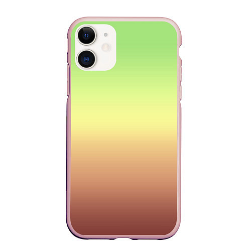 Чехол iPhone 11 матовый Градиент Фисташки Gradient / 3D-Светло-розовый – фото 1