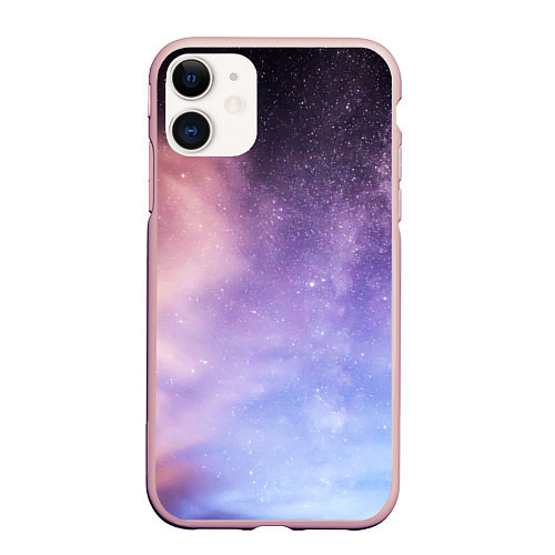 Чехол iPhone 11 матовый Cosmic gradient / 3D-Светло-розовый – фото 1