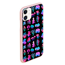 Чехол iPhone 11 матовый NEON MUSHROOMS, цвет: 3D-светло-розовый — фото 2