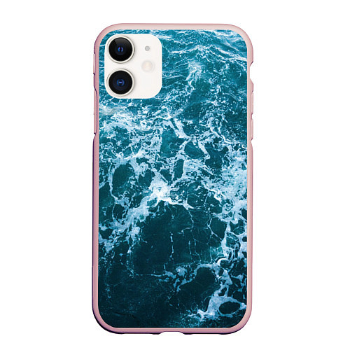 Чехол iPhone 11 матовый Blue ocean / 3D-Светло-розовый – фото 1