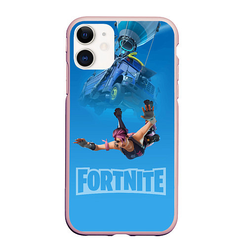 Чехол iPhone 11 матовый Fortnite Vintage Ramirez Персонаж десантирование и / 3D-Светло-розовый – фото 1