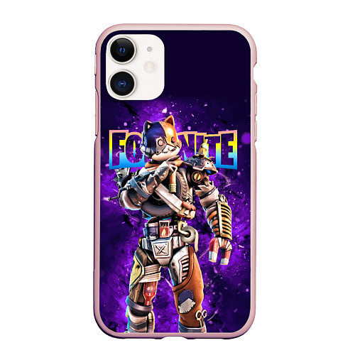 Чехол iPhone 11 матовый Fortnite Catbash Character Video game / 3D-Светло-розовый – фото 1