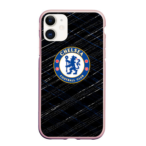 Чехол iPhone 11 матовый Chelsea много линии / 3D-Светло-розовый – фото 1