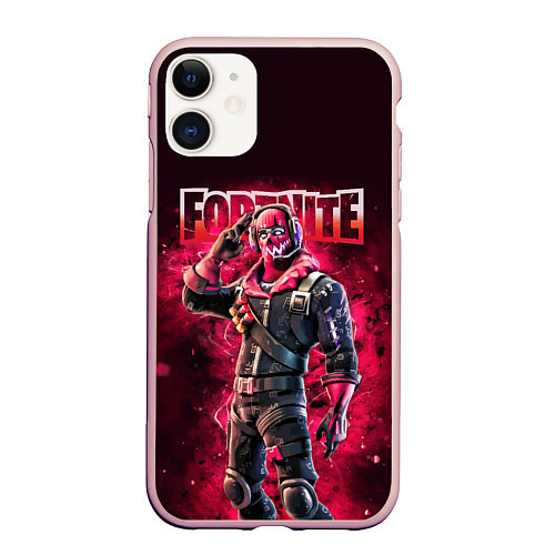 Чехол iPhone 11 матовый Fortnite Raptor Skin Video game / 3D-Светло-розовый – фото 1