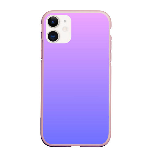 Чехол iPhone 11 матовый PINK-PURPLE GRADIENT ГРАДИЕНТ РОЗОВО-ФИОЛЕТОВЫЙ / 3D-Светло-розовый – фото 1