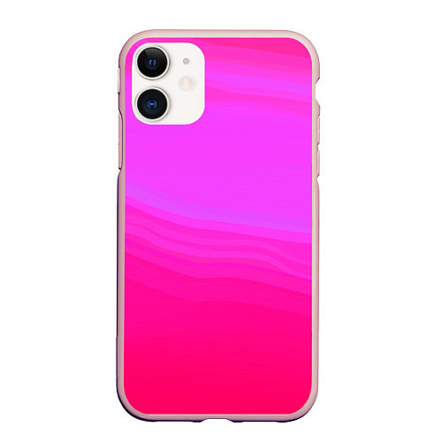 Чехол iPhone 11 матовый Neon pink bright abstract background / 3D-Светло-розовый – фото 1