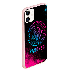 Чехол iPhone 11 матовый Ramones Neon Gradient, цвет: 3D-светло-розовый — фото 2