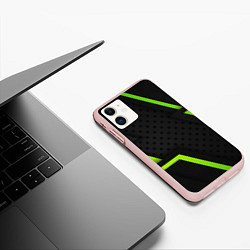 Чехол iPhone 11 матовый BLACK GREEN GEOMETRY, цвет: 3D-светло-розовый — фото 2