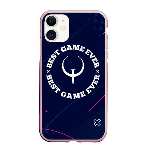 Чехол iPhone 11 матовый Символ Quake и надпись best game ever / 3D-Светло-розовый – фото 1