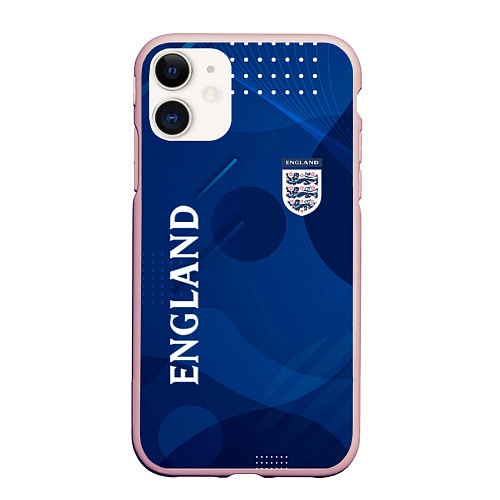 Чехол iPhone 11 матовый Сборная Англии Синяя Абстракция / 3D-Светло-розовый – фото 1