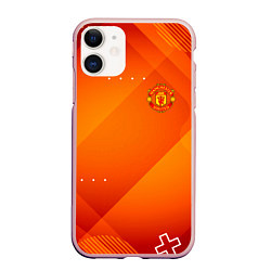 Чехол iPhone 11 матовый Manchester united Абстракция спорт, цвет: 3D-светло-розовый