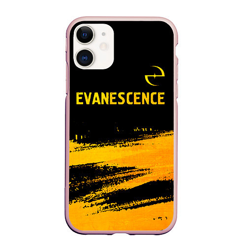 Чехол iPhone 11 матовый Evanescence - gold gradient: символ сверху / 3D-Светло-розовый – фото 1